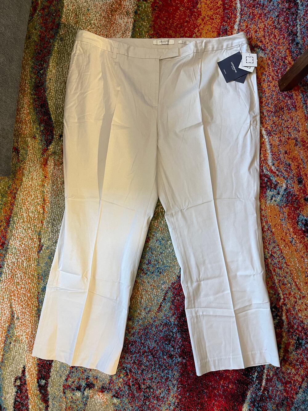 Liz Claiborne NEW Creme Pants Size 22W Adjustable Waist Casual Business
